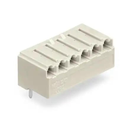 Vezi acum THT female header; 0.4 x 1.3 mm solder pin; angled; Pin spacing 5 mm; 5-pole; light gray Wago