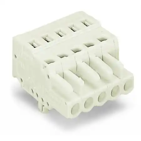 1-conductor female plug; 100% protected against mismating; Snap-in mounting feet; 2.5 mm²; Pin spacing 5 mm; 2-pole; 2,50 mm²; light gray Wago Reducere specială