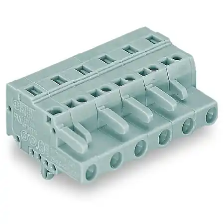 1-conductor female plug; Snap-in mounting feet; 2.5 mm²; Pin spacing 7.5 mm; 2-pole; 2,50 mm²; gray Wago Retur gratuit
