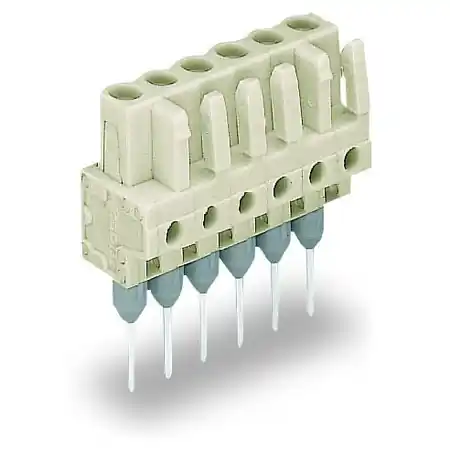 Ultima șansă Female connector for rail-mount terminal blocks; 0.6 x 1 mm pins; straight; 100% protected against mismating; Pin spacing 5 mm; 7-pole; light gray Wago