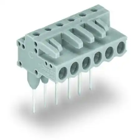 Ultima șansă Female connector for rail-mount terminal blocks; 0.6 x 1 mm pins; angled; Pin spacing 5 mm; 8-pole; gray Wago