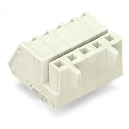 Vezi acum 1-conductor female plug; angled; 100% protected against mismating; Snap-in mounting feet; 2.5 mm²; Pin spacing 5 mm; 6-pole; 2,50 mm²; light gray Wago