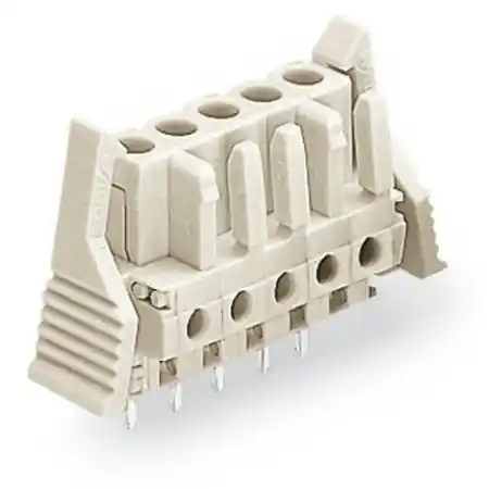 Transport gratuit THT female header; 0.6 x 1.0 mm solder pin; straight; 100% protected against mismating; Locking lever; Pin spacing 5 mm; 2-pole; light gray Wago