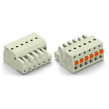 1-conductor female plug; 100% protected against mismating; push-button; 2.5 mm²; Pin spacing 5 mm; 14-pole; 2,50 mm²; light gray Wago Popular
