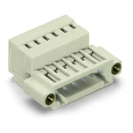 1-conductor male connector; 100% protected against mismating; Threaded flange; 1.5 mm²; Pin spacing 3.5 mm; 4-pole; 1,50 mm²; light gray Wago Retur gratuit