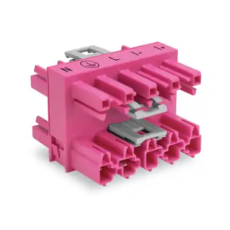 3-way distribution connector; 5-pole; Cod. B; 1 input; 3 outputs; pink Wago Preferatul clienților