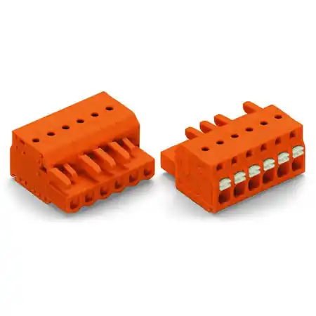 1-conductor female plug; push-button; 2.5 mm²; Pin spacing 5.08 mm; 6-pole; 2,50 mm²; orange Wago Premium