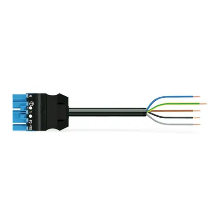 Ultima șansă pre-assembled connecting cable; Eca; Plug/open-ended; 5-pole; Cod. I; H05Z1Z1-F 5G 2.5 mm²; 2 m; 2,50 mm²; blue Wago