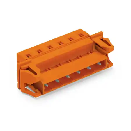 1-conductor male connector; Snap-in flange; 2.5 mm²; Pin spacing 7.62 mm; 2-pole; 2,50 mm²; orange Wago Popular