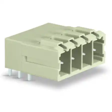 Ultima șansă THT male header; 1.0 x 1.2 mm solder pin; angled; 100% protected against mismating; Pin spacing 7.62 mm; 6-pole; light gray Wago