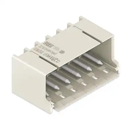 Transport gratuit THT male header; 1.4 mm Ø solder pin; angled; Pin spacing 5 mm; 10-pole; light gray Wago