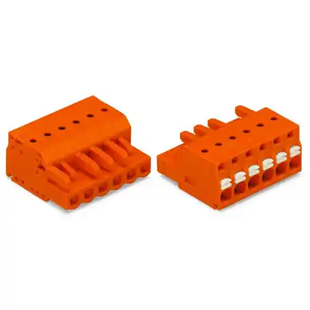 1-conductor female plug; push-button; with integrated end plate; 2.5 mm²; Pin spacing 5.08 mm; 3-pole; 2,50 mm²; orange Wago Reducere