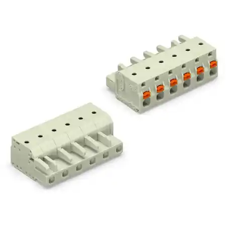 1-conductor female plug; 100% protected against mismating; push-button; 2.5 mm²; Pin spacing 7.5 mm; 8-pole; 2,50 mm²; light gray Wago Preț redus