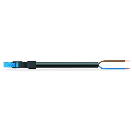 Ultima șansă pre-assembled connecting cable; Eca; Plug/open-ended; 2-pole; Cod. I; H05Z1Z1-F 2 x 1,50 mm²; 2 m; 1,50 mm²; blue Wago