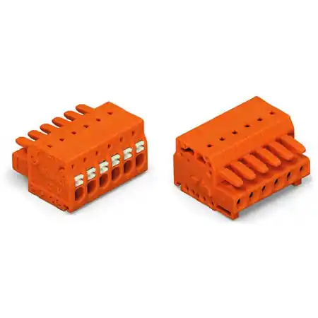 1-conductor female plug; 100% protected against mismating; push-button; 1.5 mm²; Pin spacing 3.81 mm; 2-pole; 1,50 mm²; orange Wago Reducere specială