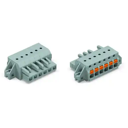 1-conductor female plug; push-button; clamping collar; 2.5 mm²; Pin spacing 5 mm; 10-pole; 2,50 mm²; gray Wago Reducere extra