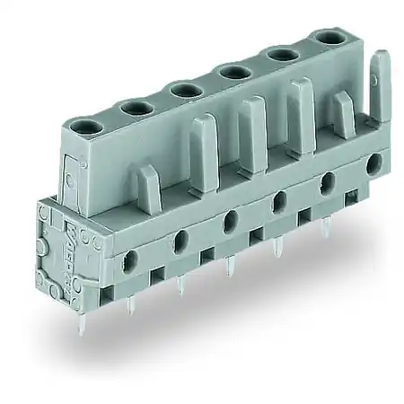 Ultima șansă THT female header; 0.6 x 1.0 mm solder pin; straight; Pin spacing 7.5 mm; 6-pole; gray Wago