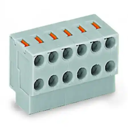 2-conductor modular PCB connector; for solder pin strip; push-button; 0.8 mm Ø; Pin spacing 3.5 mm; 10-pole; 0,50 mm²; gray Wago Livrare rapidă