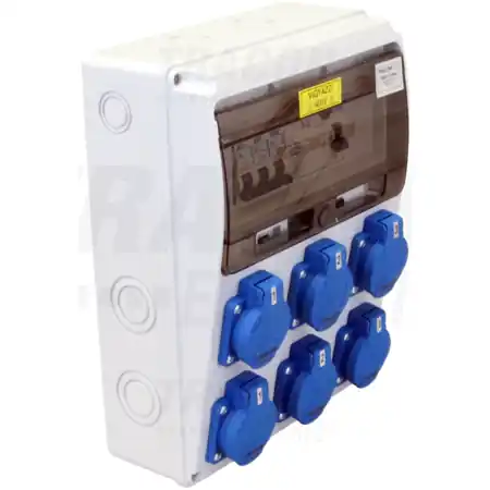 Ultima șansă Cutie de distribuție,cu protecție, complet echipatăProt.:RCCB,MCB,Out:6×SCHUKO Tracon