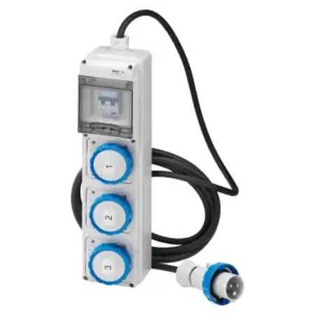 Transport gratuit Q-DIN 5 ACS - MOBILE-PORTABLE - WITH CABLE AND PLUG - 3 2P+E 16A IEC309 - IP44 Gewiss