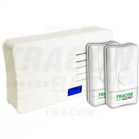 Sonerie fara fir BELLW2-2V1 3×AA, 1×CR2032, IP44, 100m, 10 music Tracon Preț redus