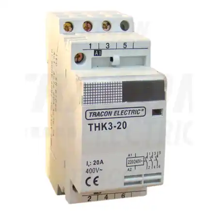 Vezi acum Contactor modular de instalatii THK2-40-24 230V, 50Hz, 2P, 2×NO, 40/15A, 8,4/2,4kW, 24V AC Tracon