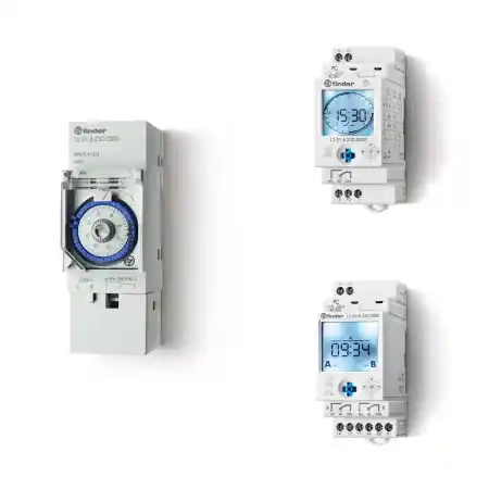 Ceas programabil (programator) - 1 contact, 16 A, Standard, 230 V, Saptamanal, 17.5 mm latime, C.A. (50/60Hz), Finder Cumpără acum