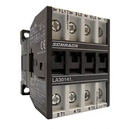 Cel mai vândut Contactor 3p, 5,5kW, AC3, 14A/ 25A AC1, 220VDC+1ND inc. Schrack