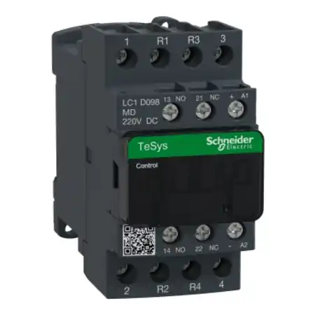 Retur ușor Contactor, TeSys Deca, 4P(2NO+2NC), AC-1, <=440V, 20A, bobina 220VDC, terminal cu clema cu surub Schneider
