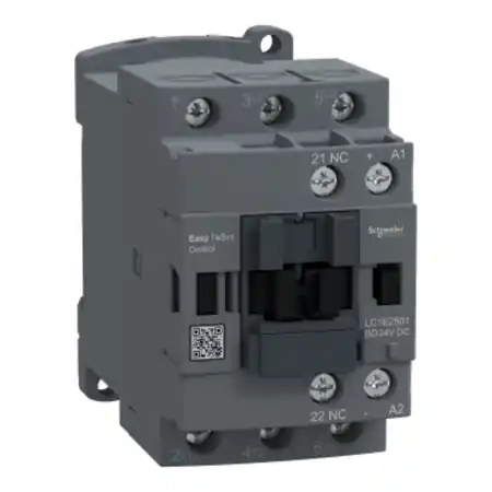 Retur gratuit Contactor, Easy TeSys Control, LC1E, 3P(3NO), AC-3, <=440V, 25A, bobina 24V DC, contact auxiliar 1NC Schneider