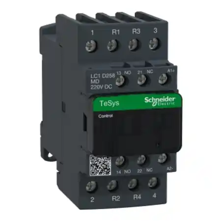 Ultima șansă Contactor, TeSys Deca, 4P(2NO+2NC), AC-1, <=440V, 40A, bobina 220VDC, terminal cu clema cu surub Schneider