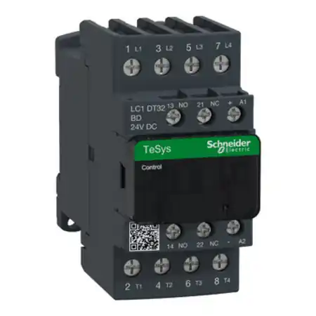 Super ofertă Contactor, TeSys Deca, 4P(4 NO), AC-1, <=440V, 32A, bobina standard 24VDC, terminal cu clema cu surub Schneider