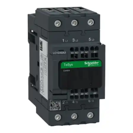 Calitate înaltă Contactor, TeSys Deca, 3P(3 NO), AC-3/AC-3e, <=400V, 40A, bobina 48V AC 50/60Hz, terminale cu arc Schneider