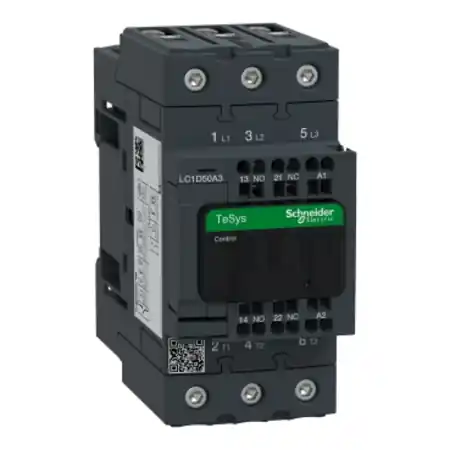 Retur gratuit Contactor, TeSys Deca, 3P(3 NO), AC-3/AC-3e, <=400V, 50A, bobina 220V AC 50/60Hz, terminale cu arc Schneider