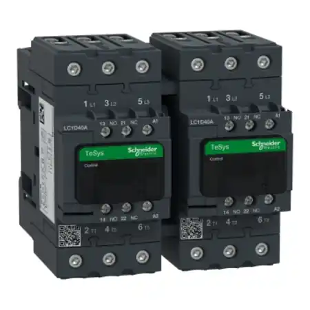 Vezi acum Contactor TeSys D invers, 3P(3 NO), c.a.-3, <= 440 V 40 A, 230 V c.a. bobina Schneider