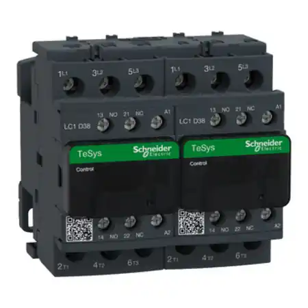 Retur ușor Contactor inversor, TeSys Deca, 3P(3NO), AC-3, <=440V, 38A, bobina 230V AC 50/60Hz, borne cu surub Schneider
