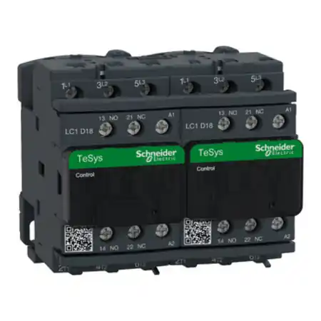 Calitate înaltă Contactor inversor, TeSys Deca, 3P(3NO), AC-3, <=440V, 18A, bobina 115V AC 50/60Hz, borne cu clema cu surub Schneider