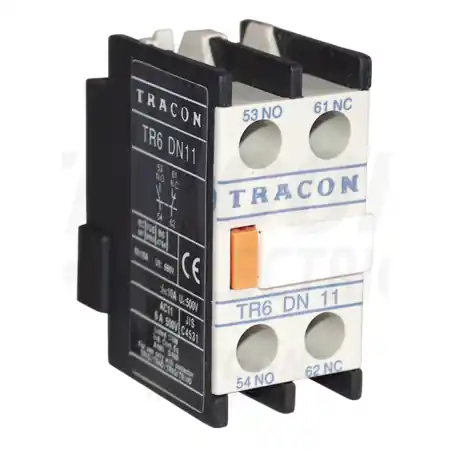 Transport gratuit Contact auxiliar frontal, pentru contactor TR1D/F si TR1E TR6DN02 230V, 50Hz, 2A, 2×NC Tracon